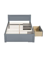 Streamdale Furniture Full Size Platform Bed With Drawer And Two Shelves, Gray