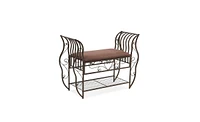 Slickblue Traditional Style End of Bed Bench - Upholstered Entryway Bench with Arms and Sturdy Metal Frame for Stylish Seating