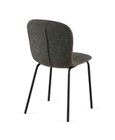 Dark Grey Faux Leather Dining Chairs Set of 4,Mid-Century Modern Upholstered Pu Leather Chairs,for Kitchen Dining Room