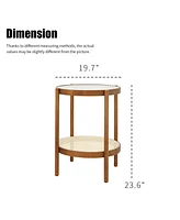 Modern Farmhouse Living Room Coffee Table Set, Stylish and Elegant Nesting Round Wooden Table,Side End table set for Living Room,Bedroom-1pc End Table