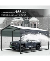 Streamdale Furniture Outdoor Carport, 10 X 15 Ft Carport, Heavy Duty Carport Canopy with Galvanized Steel Roof and Frame, Metal Carport Large Garage f