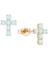 Lab Grown Sapphire Cross Stud Earrings (1 ct. t.w.) 10k White Gold (Also Grow Ruby, Pink Sapphire, & Opal)