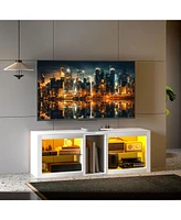 Homcom Tv Sd with Led Lights Power Outlets for 55" Tv,