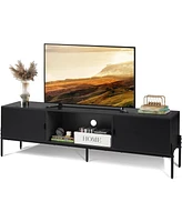 Wlive Modern Tv Stand for 65 Inch Mid Century Entainment Center with Storage Console Open Shelf and 2 Cabinets Bedroom Living Room