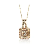 Suzy Levian Rosed Sterling Silver Asscher-Cut Cubic Zirconia Halo Pendant