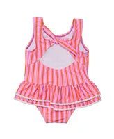 Snapper Rock Girls Stripy Sunset Sustainable Skirt Swimsuit