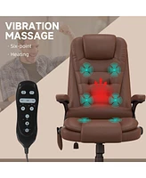 High Back Vibration Massage Office Chair with 6 Vibration Points, Heated Reclining Pu Leather Computer Chair with Armrest and Remote