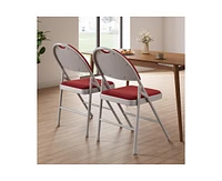 gaomon Folding Chairs 2 Pack, Portable Metal Chairs with Cushions and Non-Slip Feet Pads for Home and Office, Indoor and Outdoor Events