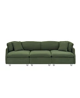 Streamdale Furniture 95.3 inches velvet green two throw pillows, spacious and comfortable 3 seat sofa, suitable for modern living room. green