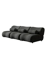 Streamdale Furniture Modern Black Chenille Sofa Set - 3-Seat Modular Sectional Couch with Cylindrical Pillows for Living Room