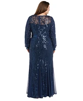 R & M Richards Plus Surplice Sequined Gown