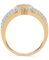 Diamond Multirow Milgrain Bead Statement Ring (1 ct. t.w.) in 14k Gold