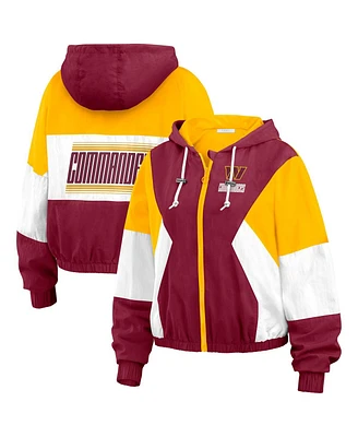 Wear by Erin Andrews Women's Burgundy Washington Commanders Color Block Full-Zip Windbreaker Jacket