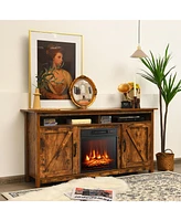 Gymax 60'' Industrial Fireplace Tv Stand W/ 18'' 1400W Electric Fireplace
