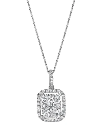 Diamond Halo 18" Pendant Necklace (1 ct. t.w.) in 14k White Gold