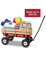 Radio Flyer Full Size All Terrain Classic Steel and Wood Pull Along Wagon, Red