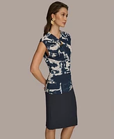 Donna Karan New York Women's Printed Twist-Front Blouse