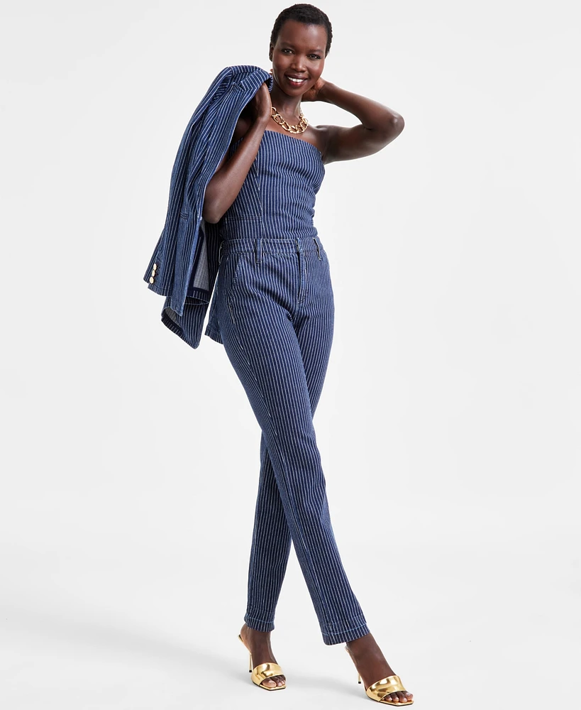 I.n.c. International Concepts Women's Pinstripe Straight-Leg Jeans, Exclusively at Macy's