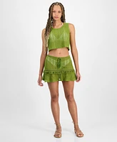 Miken Juniors' Crochet Cover-Up Skirt, Exclusively at Macy's