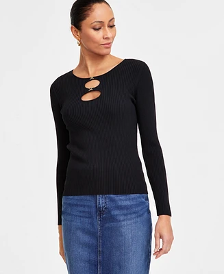 I.n.c. International Concepts Women's Double-Cutout Sweater, Exclusively at Macy's