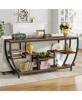 Tribesigns Rustic Console Table with Storage and Shelves,70.9 Inch Long Industrial Entryway Tv Stand