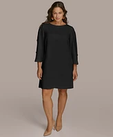 Donna Karan New York Petite Boat-Neck Embellished-Split-Sleeve Dress