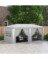 Outsunny 232.25" x 117" Pop Up Canopy w/ Sidewall Window Adjustable Height