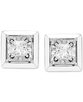 Diamond Princess Cut Square Frame Stud Earrings (1/4 ct. t.w.) in 14k White Gold