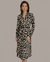 Donna Karan New York Women's Printed Belted A-Line Dress