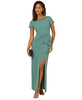 Adrianna Papell Women's Crepe Embellished-Neckline Column Sheath Gown