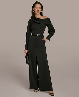 Donna Karan New York Women's Belted One-Shoulder Jumpsuit