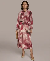 Donna Karan New York Women's Printed Tie-Neck A-Line Dress