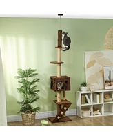 PawHut Floor to Ceiling Cat Tree, Adjustable Height 89"-104",