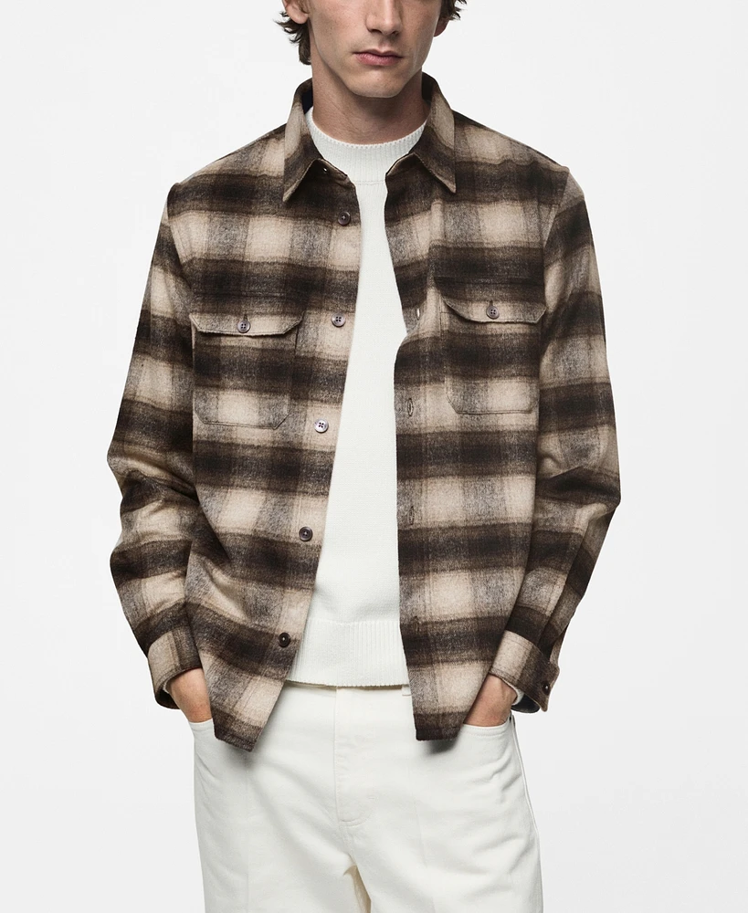 Mango Men's Checkered Wool-Blend Overshirt