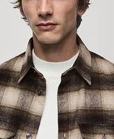 Mango Men's Checkered Wool-Blend Overshirt