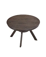 47.24''Round Rubber Wood Dining Table for 4-6 with Wooden Trestle Pedestal Base,Modern Kitchen Wooden Table Dinner Table for Dining Room, Living Room