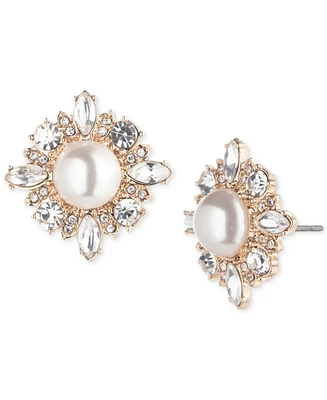 Marchesa Gold-Tone Crystal & Imitation Pearl Stud Earrings