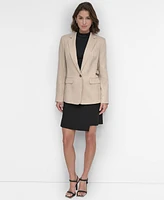 Dkny Petite One-Button Pinstripe Blazer