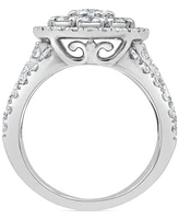 Diamond Cluster Halo Ring (3 ct. t.w.) in 10k White Gold