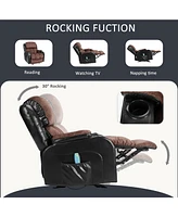 Boyel Living Recliner Chair for Living Room Sofa in Black Brown with Rocking Function and Side Pocket