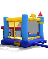 Gymax Inflatable Bounce House Castle Slide Bouncer Kids without Blower - Multi