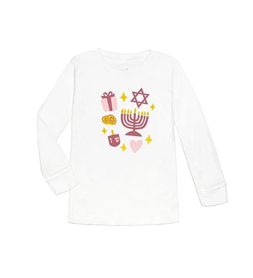 Sweet Wink Baby Girls Hanukkah Doodle Long Sleeve Shirt