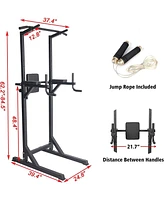 Slickblue Versatile Power Tower with Adjustable Height Pull Up Bar and Dip Station - 62.2" to 84.5"