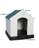 Slickblue 39" Outdoor Plastic Dog House with Elevated Floor and Weatherproof Design