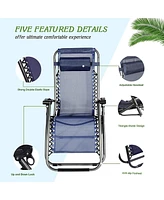 Slickblue Adjustable Zero Gravity Patio Lounge Chairs 2PC Blue