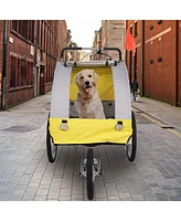 Slickblue Dog Bike Trailer Cart - 2 in 1 Pet Stroller with Breathable Net and Reflectors