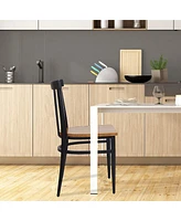 Slickblue 2-Pack Dining Side Chairs – Wooden Kitchen Chairs with Sleek Metal Legs for Any Space