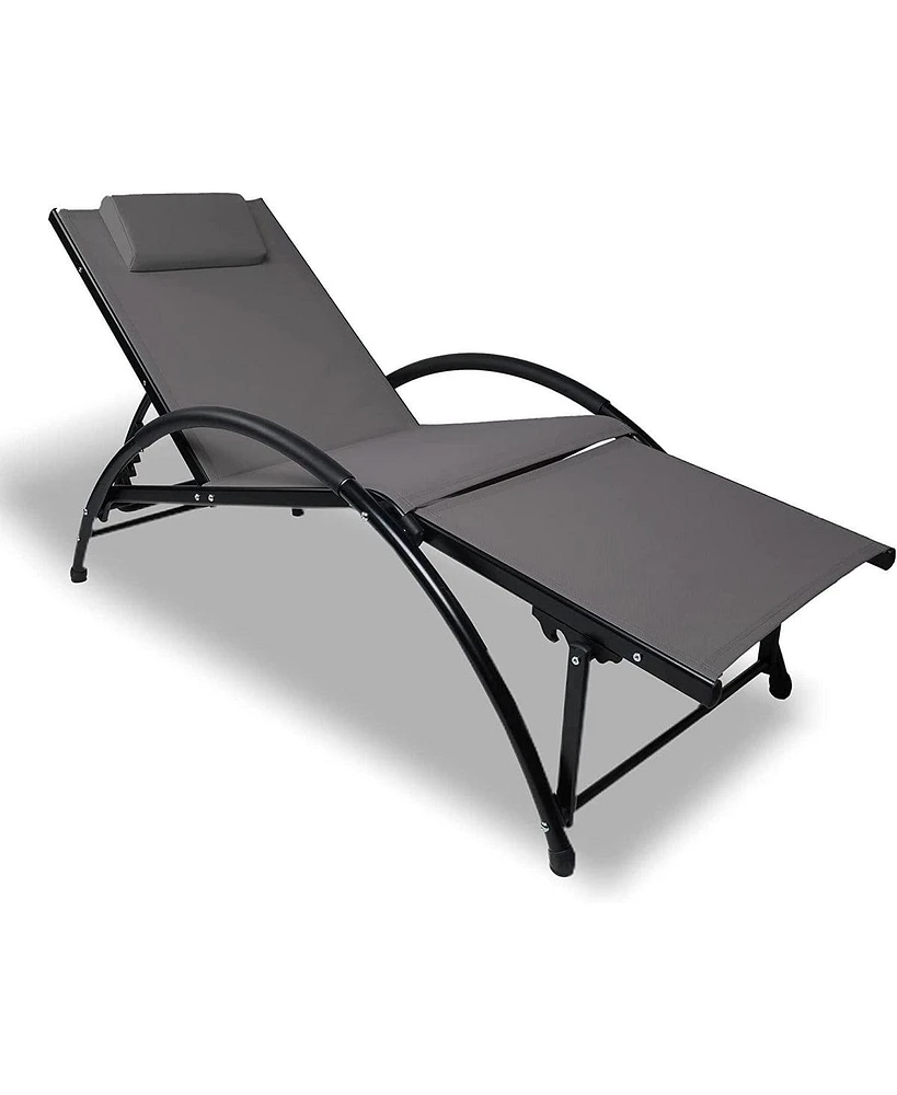 Slickblue Outdoor Tanning Reclining Chairs - Chaise Lounge Recliners with Pillow and Armrest for Relaxation