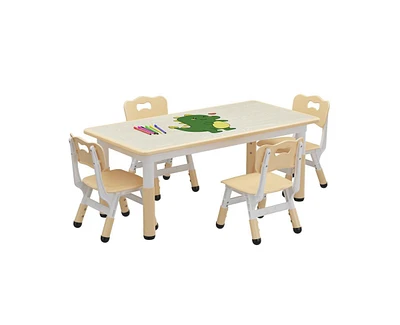 gaomon Kids Table and Chair Set, Height Adjustable Toddler Table and 4 Chairs Set for Ages 2-10, Graffiti Desktop, Non-Slip Legs, Arts & Crafts Table