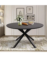 Slickblue Elegant 53" Round Dining Table for 4-6 with Marble Texture and Metal Legs